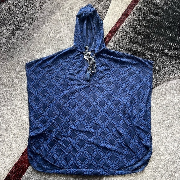 Trina Turk Blue Lace Hooded Swim Coverup - Picture 1 of 4
